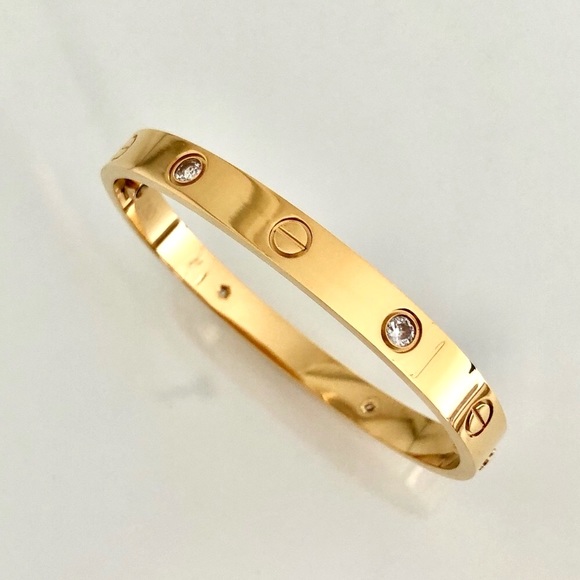 Gold Screw Bracelet 4 Zirconia Classic Model - Picture 10 of 11